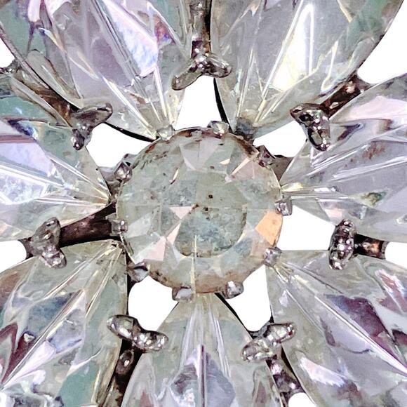 VTG 1950s Brooch Rhinestone Floral Spray Mid Century Sparkling Silver Tone Pin - Picture 3 of 10